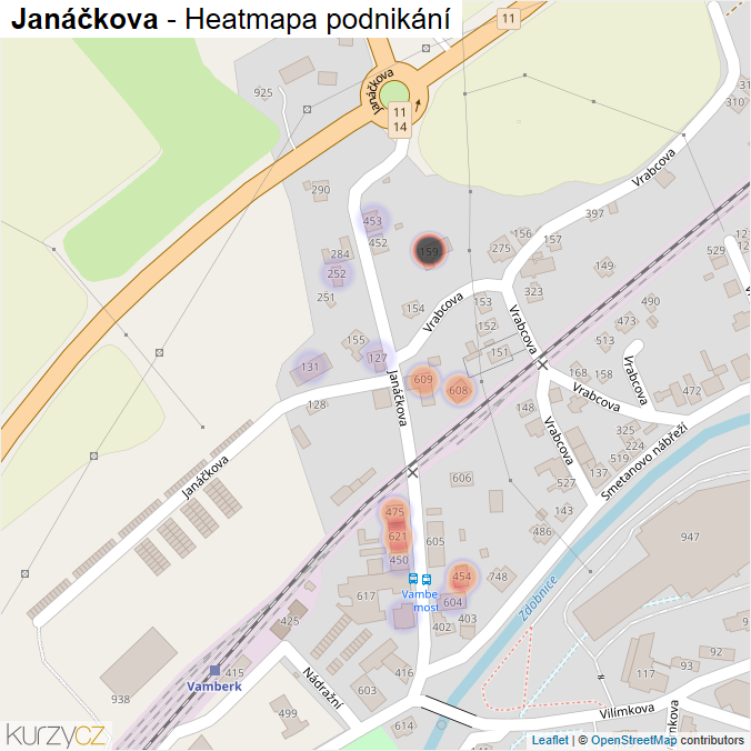 Mapa Janáčkova - Firmy v ulici.