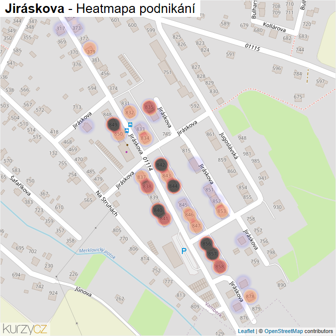 Mapa Jiráskova - Firmy v ulici.