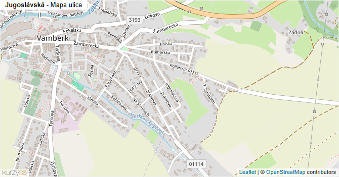 Jugoslávská - mapa ulice