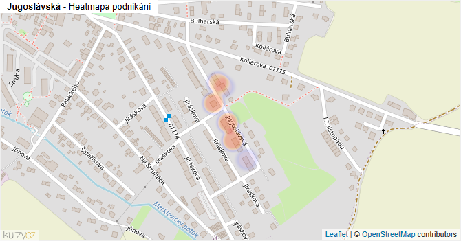Jugoslávská - mapa podnikání