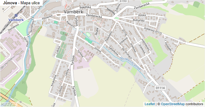 Jůnova - mapa ulice