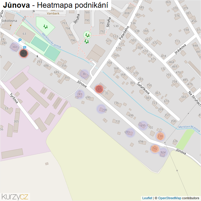 Mapa Jůnova - Firmy v ulici.