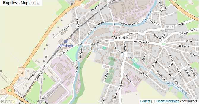 Kaprlov - mapa ulice