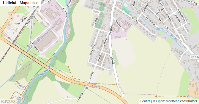 Lidická - mapa ulice