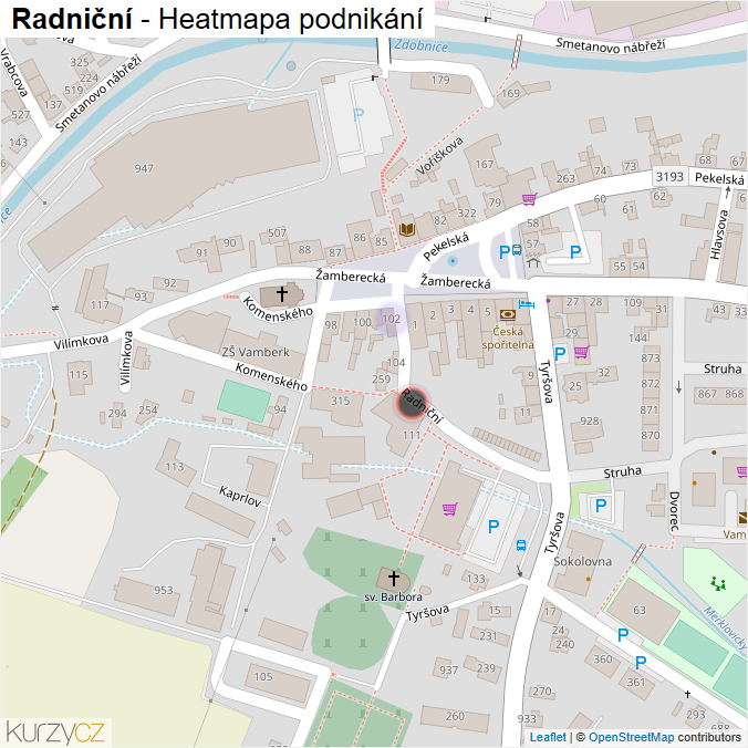Mapa Radniční - Firmy v ulici.
