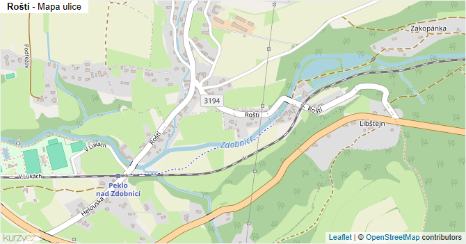 Roští - mapa ulice