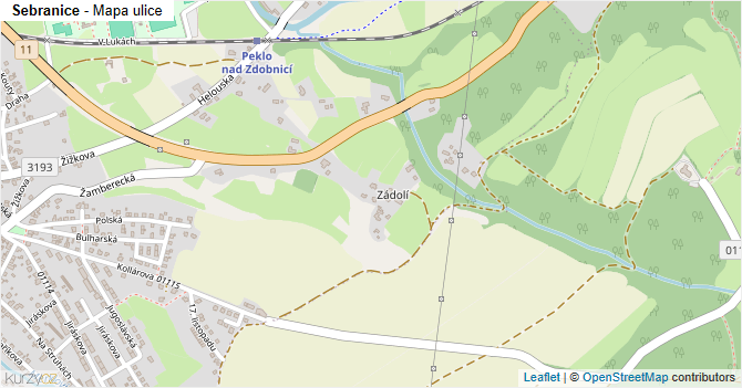Sebranice - mapa ulice