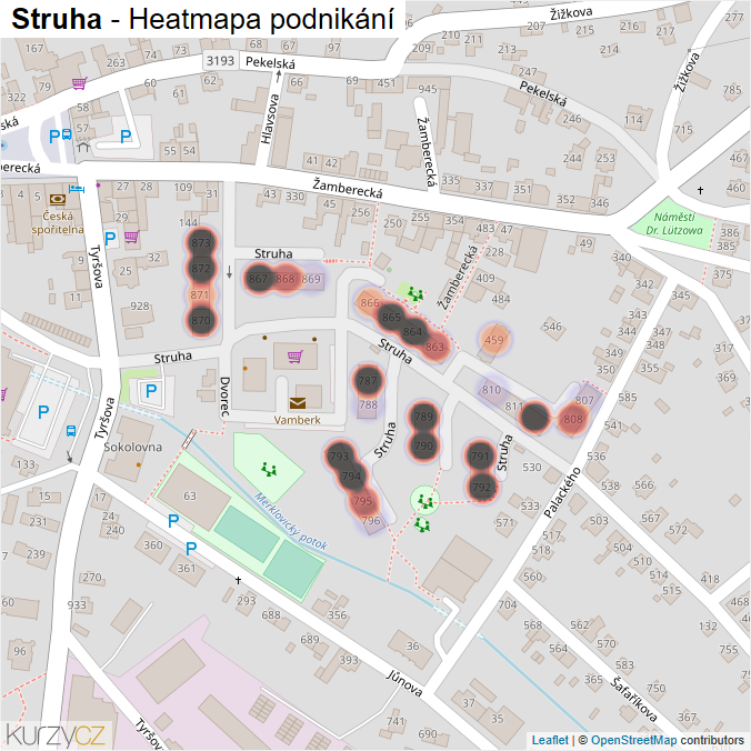 Mapa Struha - Firmy v ulici.