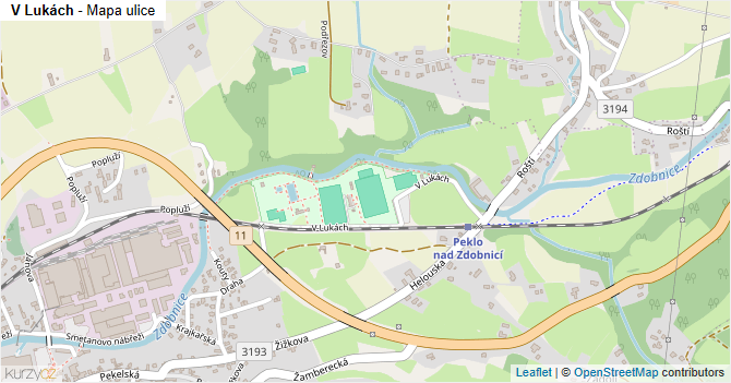 V Lukách - mapa ulice