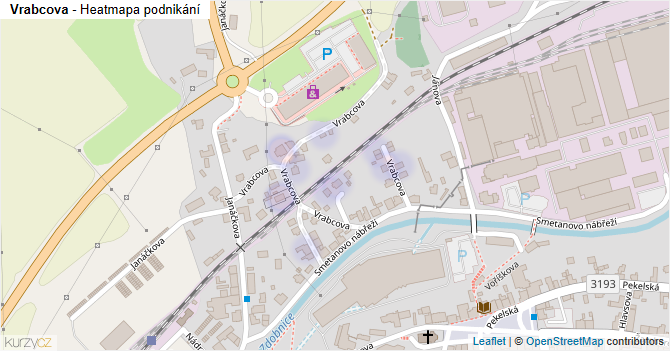 Vrabcova - mapa podnikání