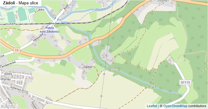 Zádolí - mapa ulice
