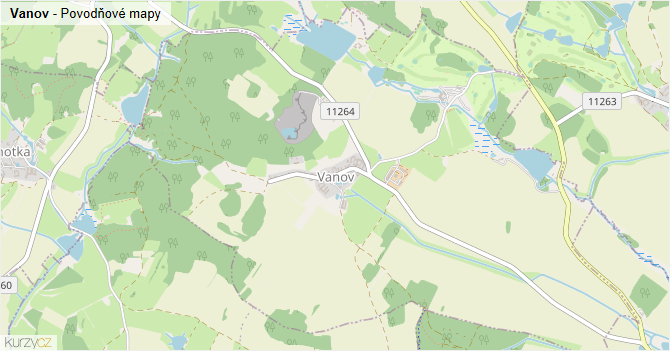 Vanov - záplavové mapy stoleté vody