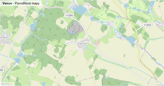 Vanov - záplavové mapy stoleté vody