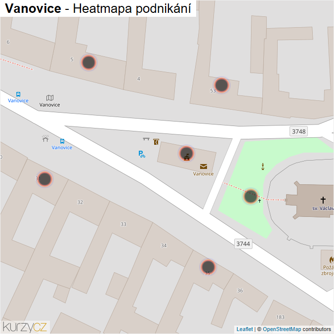 Mapa Vanovice - Firmy v obci.