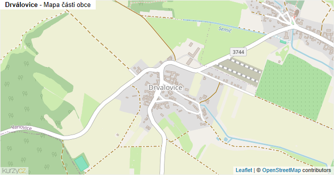 Drválovice - mapa části obce