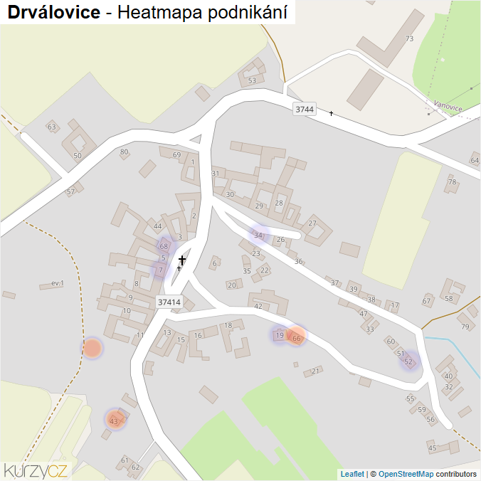 Mapa Drválovice - Firmy v části obce.