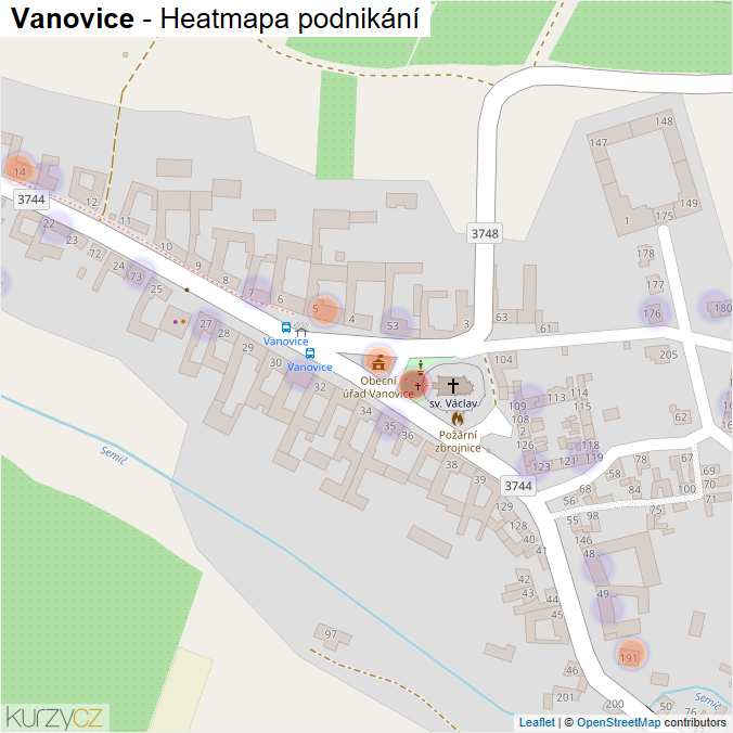 Mapa Vanovice - Firmy v části obce.