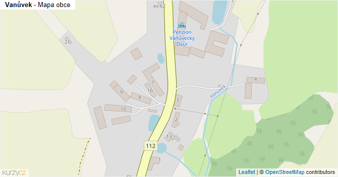 Vanůvek - mapa obce