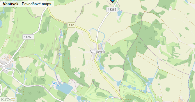 Vanůvek - záplavové mapy stoleté vody