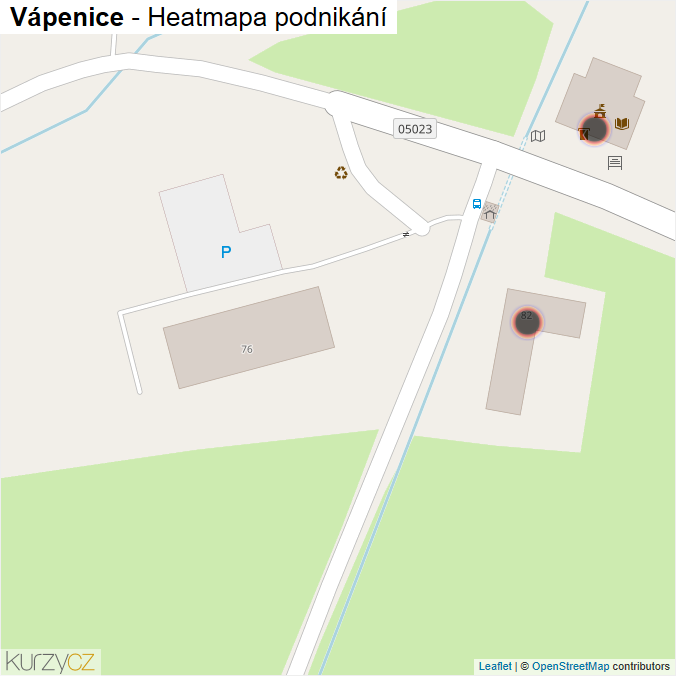 Mapa Vápenice - Firmy v obci.