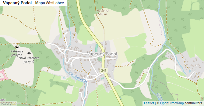 Vápenný Podol - mapa části obce