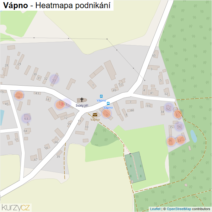 Mapa Vápno - Firmy v části obce.