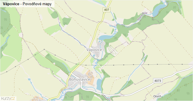Vápovice - záplavové mapy stoleté vody