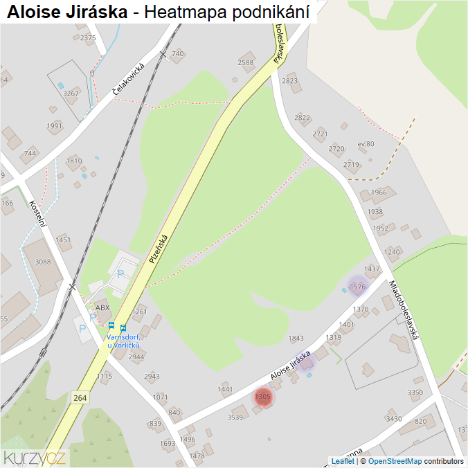 Mapa Aloise Jiráska - Firmy v ulici.