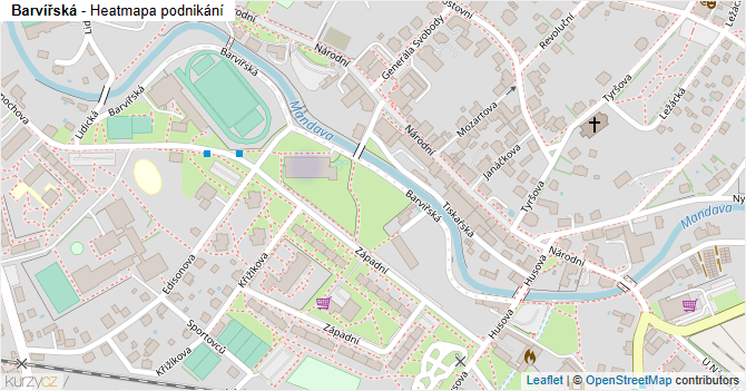 Barvířská - mapa podnikání