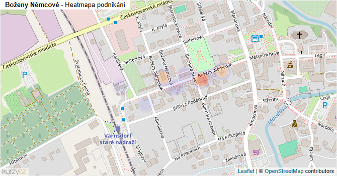 Boženy Němcové - mapa podnikání