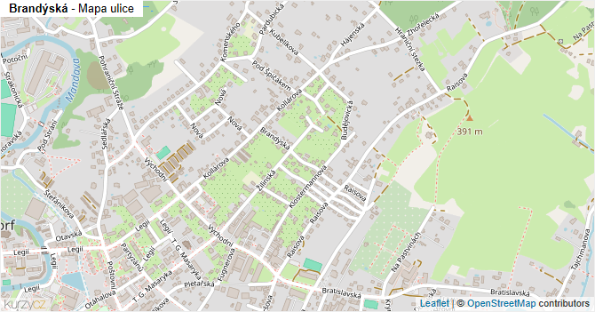 Brandýská - mapa ulice