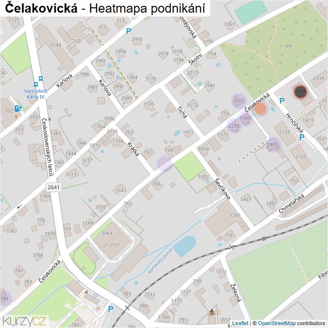 Mapa Čelakovická - Firmy v ulici.