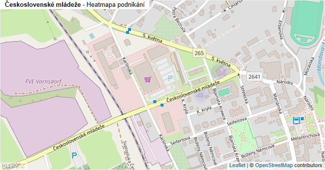 Československé mládeže - mapa podnikání