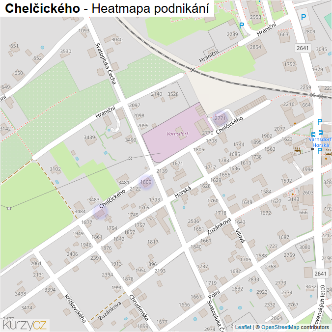 Mapa Chelčického - Firmy v ulici.