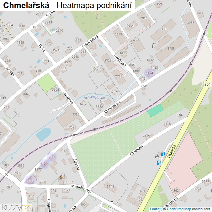 Mapa Chmelařská - Firmy v ulici.