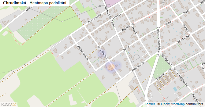 Chrudimská - mapa podnikání
