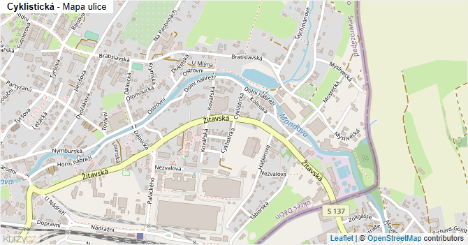 Cyklistická - mapa ulice