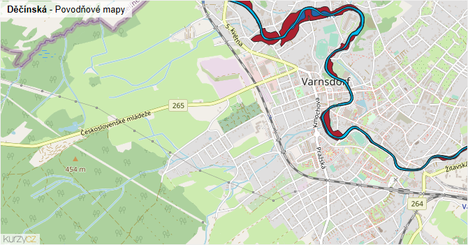 Děčínská - záplavové mapy stoleté vody