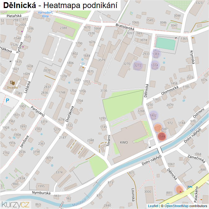 Mapa Dělnická - Firmy v ulici.