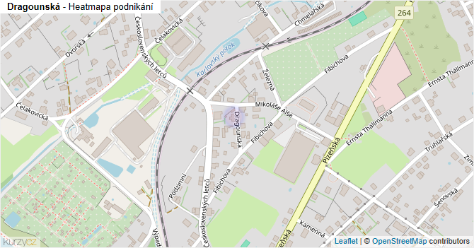 Dragounská - mapa podnikání