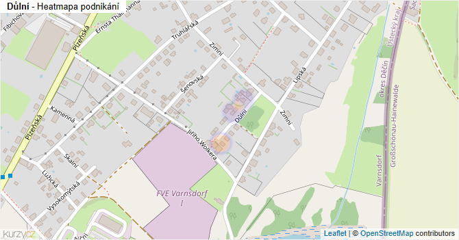 Důlní - mapa podnikání