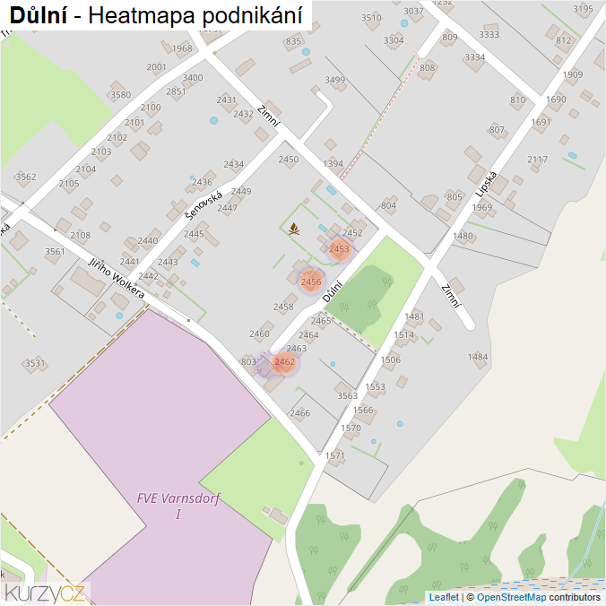 Mapa Důlní - Firmy v ulici.