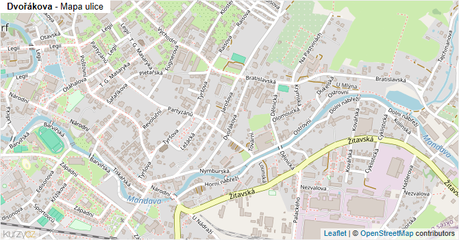 Dvořákova - mapa ulice