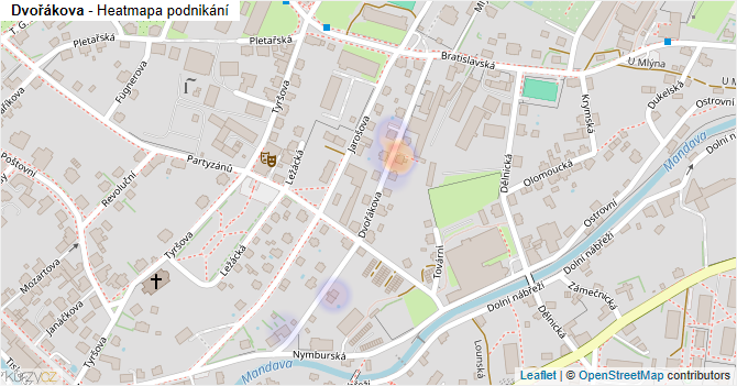 Dvořákova - mapa podnikání