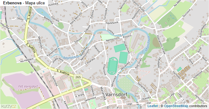 Erbenova - mapa ulice