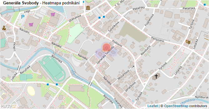 Generála Svobody - mapa podnikání