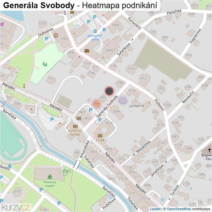Mapa Generála Svobody - Firmy v ulici.
