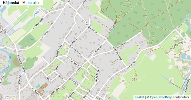Hájenská - mapa ulice