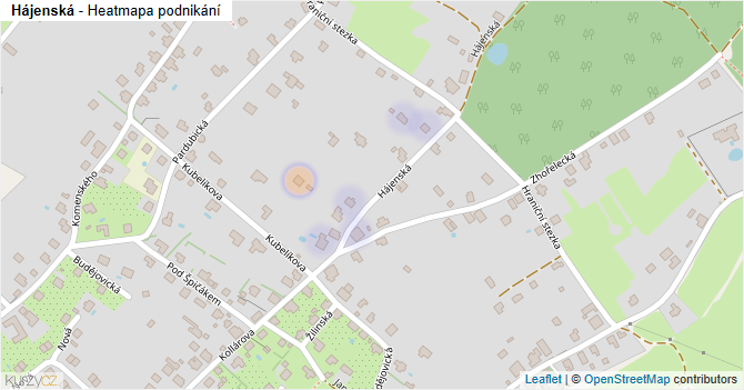 Hájenská - mapa podnikání