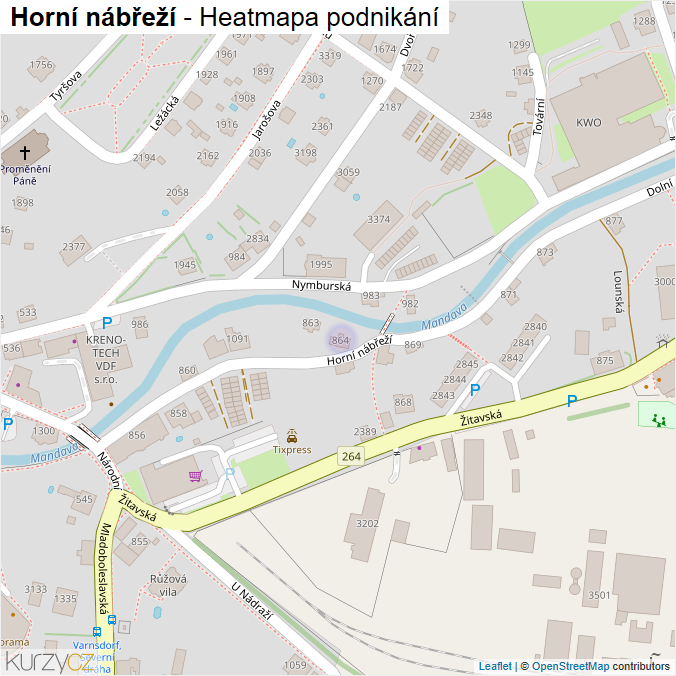Mapa Horní nábřeží - Firmy v ulici.